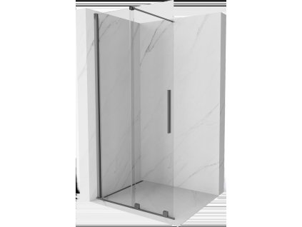 MEXEN/S - Velar Sprchová zástěna posuvná Walk-in 90 x 200 cm, transparent 8 mm, grafit metal 871-090-000-03-95