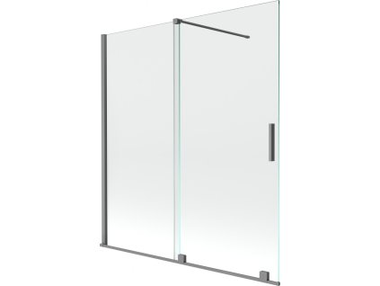 MEXEN/S - Velar dvoukřídlá posuvná vanová zástěna 150 x 150 cm, transparent, grafit metal 896-150-000-01-95