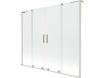 MEXEN/S - Velar L Duo dvoukřídlá posuvná vanová zástěna 170 x 150 cm, transparent, nikl kartáčovaný 896-170-003-02-97