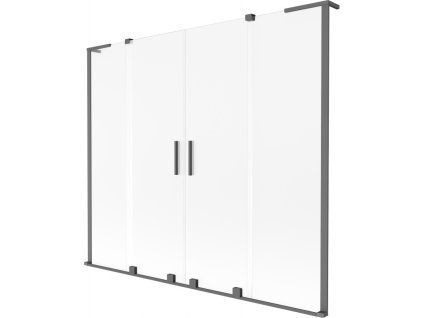 MEXEN/S - Velar L Duo dvoukřídlá posuvná vanová zástěna 180 x 150, dekor, grafit metal 896-180-003-32-95