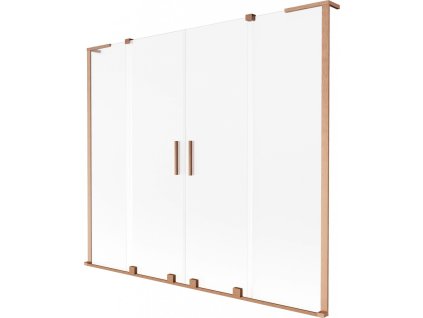 MEXEN/S - Velar L Duo dvoukřídlá posuvná vanová zástěna 200 x 150 cm, dekor, měď kartáčovaná 896-200-003-32-65