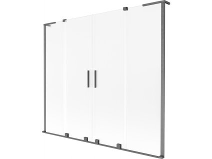 MEXEN/S - Velar L Duo dvoukřídlá posuvná vanová zástěna 200 x 150 cm, dekor, grafit kartáčovaná 896-200-003-32-66