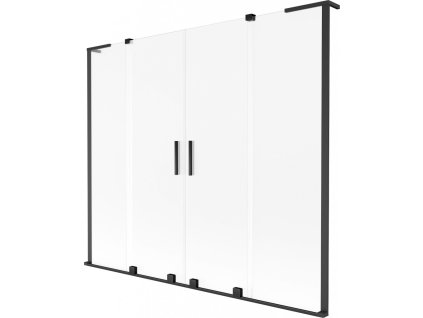 MEXEN/S - Velar L Duo dvoukřídlá posuvná vanová zástěna 200 x 150 cm, dekor, černá 896-200-003-32-70