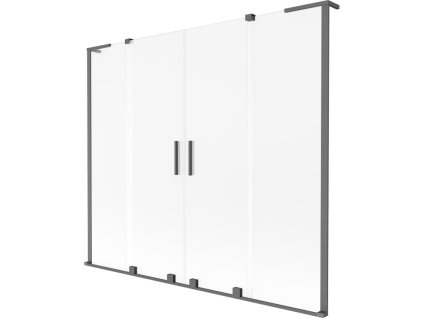 MEXEN/S - Velar L Duo dvoukřídlá posuvná vanová zástěna 200 x 150, dekor, grafit metal 896-200-003-32-95
