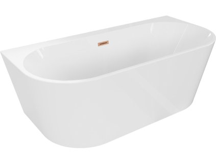 MEXEN/S - Oval+ volně stojící vana przyścienna 170 x 80 cm, bílá, sifon a přepad měď kartáčovaná 52681708000-65