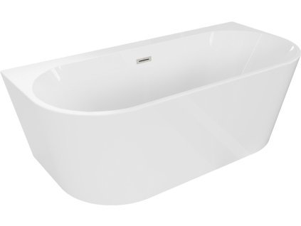 MEXEN/S - Oval+ volně stojící vana przyścienna 170 x 80 cm, bílá, sifon a přepad nikl kartáčovaná 52681708000-97