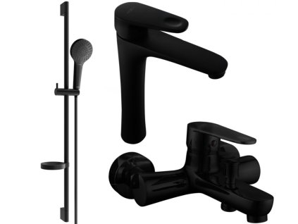 MEXEN/S - Kama DS05 Set umyvadlové a vanové baterie s příslušenstvím, černá 72513DS05-70