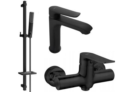 MEXEN/S - Pecos DQ72 SET umyvadlová baterie + sprchová s příslušenstvím , černá 72704DQ72-70