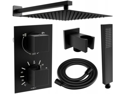 MEXEN/S - Cube DR02 podomítkový sprchový SET + slim sprcha 30 cm, černý 77502DR0230-70