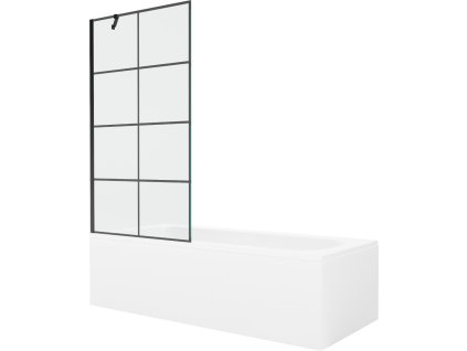 MEXEN/S - Vega obdélníková vana 160 x 70 cm s panelem + vanová zástěna 90 cm, černá vzor 550116070X9509007077