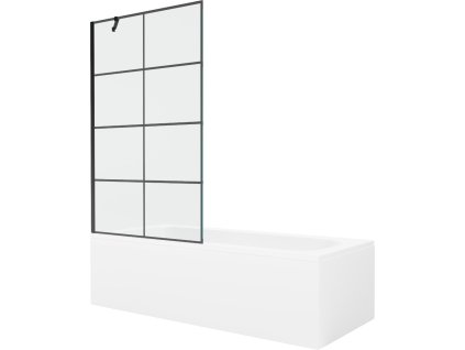 MEXEN/S - Vega obdélníková vana 160 x 70 cm s panelem + vanová zástěna 100 cm, černá vzor 550116070X9510007077