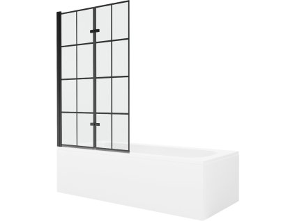 MEXEN/S - Vega obdélníková vana 160 x 70 cm s panelem + vanová zástěna 100 cm, černá vzor 550116070X9210027077