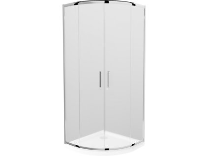 MEXEN/S - Rio čtvrtkruhový sprchový kout 90 x 90, mráz, chrom + vanička se sifonem Flat, bílá 863-090-090-01-30-4110