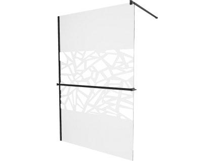 MEXEN/S - KIOTO Sprchová zástěna WALK-IN s poličkou a držákem ručníků 90 x 200, transparent/bílý dekor 8 mm, černá 800-090-121-70-85
