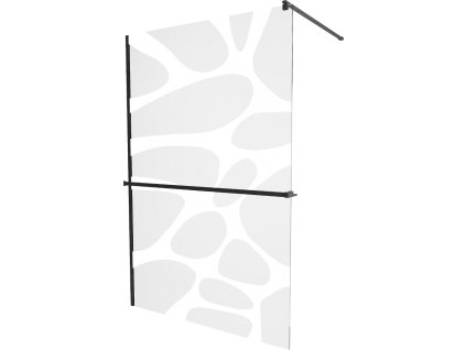 MEXEN/S - KIOTO Sprchová zástěna WALK-IN s poličkou a držákem ručníků 80 x 200, transparent/bílý dekor 8 mm, černá 800-080-121-70-97