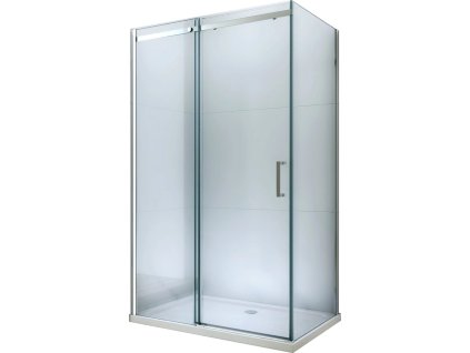 MEXEN/S - Omega sprchový kout 100x100, čiré sklo, posuv, chrom + vanička 825-100-100-01-00-4010