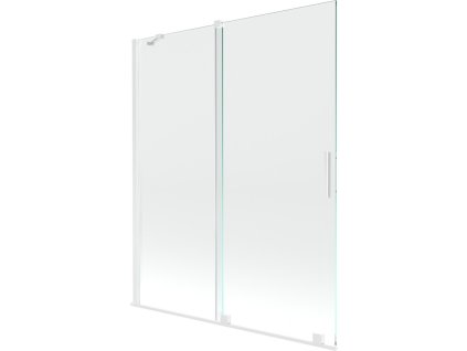 MEXEN/S - Velar Dvoukřídlá posuvná vanová zástěna 140 x 150 cm, transparent, bílá 896-140-000-01-20