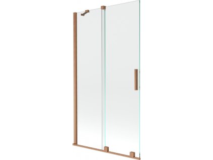 MEXEN/S - Velar Dvoukřídlá posuvná vanová zástěna 100 x 150 cm, transparent, kartáčovaná měď 896-100-000-01-65