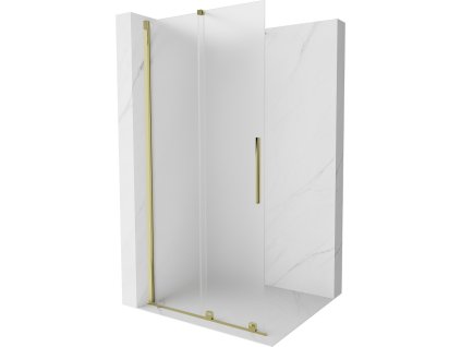 MEXEN/S - Velar Sprchová zástěna posuvná Walk-in 100 x 200 cm, dekor 8 mm, zlato 871-100-000-33-50