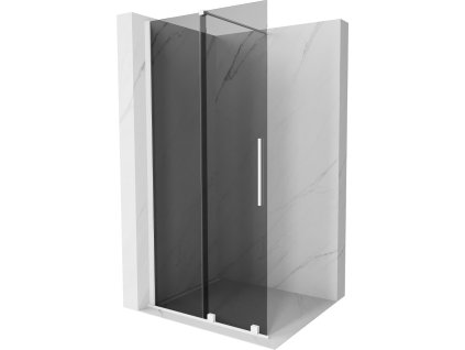 MEXEN/S - Velar Sprchová zástěna posuvná Walk-in 110 x 200 cm, grafit 8 mm, bílá 871-110-000-43-20