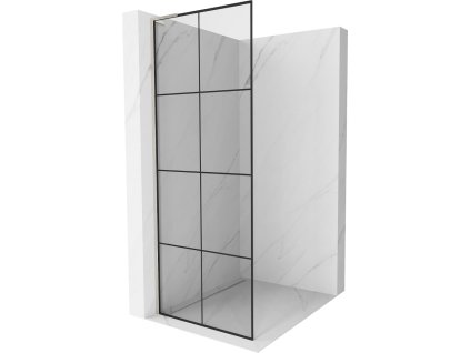 MEXEN/S - Kioto L Sprchová zástěna WALK-IN 90 x 200, černý vzor, nikl kartáčovaná 800-090-103-97-77