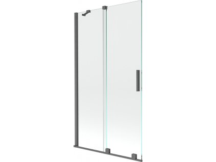 MEXEN/S - Velar Dvoukřídlá posuvná vanová zástěna 100 x 150 cm, transparent, grafit kartáčovaná 896-100-000-01-66