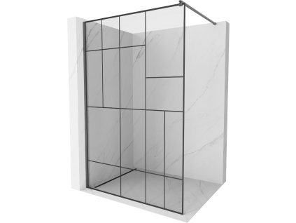 MEXEN/S - Kioto Sprchová zástěna WALK-IN 80 x 200, černý vzor 8 mm, grafit kartáčovaná 800-080-101-66-78