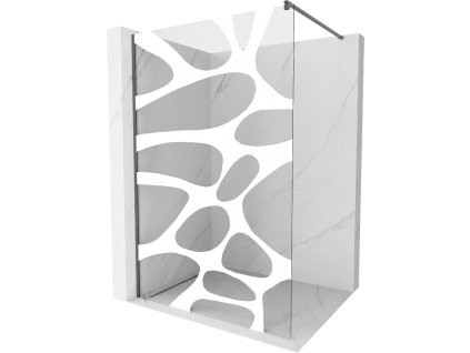 MEXEN/S - Kioto Sprchová zástěna Walk-in 110 x 200, bílý vzor 8 mm, grafit kartáčovaná 800-110-101-66-97