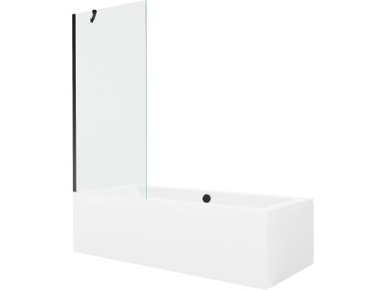 MEXEN/S - Cube obdélníková vana 170 x 80 cm s panelem + vanová zástěna 80 cm, transparent, černá 550517080X9508000070