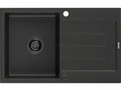MEXEN/S - Bruno granitový dřez 1 s odkapávačem 795 x 495 mm, černá/zlatý metalik, + černý sifon 6513791010-75-B