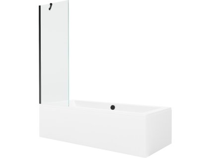 MEXEN/S - Cube obdélníková vana 170 x 80 cm s panelem + vanová zástěna 60 cm, transparent, černá 550517080X9506000070