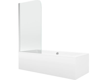 MEXEN/S - Cube obdélníková vana 170 x 80 cm s panelem  + vanová zástěna 70 cm, transparent, chrom 550517080X9007010100