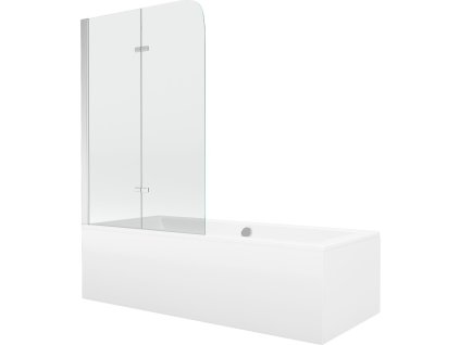 MEXEN/S - Cube obdélníková vana 170 x 80 cm s panelem  + vanová zástěna 100 cm, transparent, chrom 550517080X9010020100