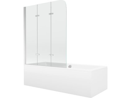 MEXEN/S - Cube obdélníková vana 170 x 80 cm s panelem  + vanová zástěna 120 cm, transparent, chrom 550517080X9012030100
