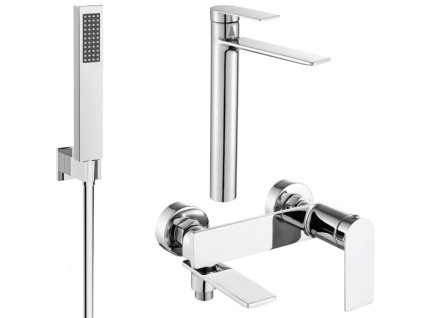 MEXEN/S - Zero SET umyvadlová + vanová baterie s příslušenstvím R02, chrom 71113R02-00