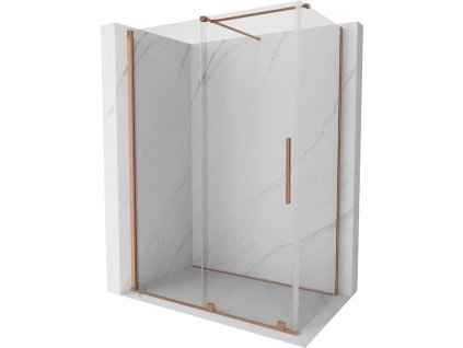 MEXEN/S - Velar sprchový kout 130 x 75, transparent, kartáčovaná měď 871-130-075-01-65