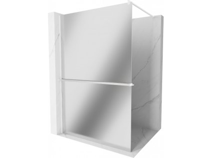 MEXEN/S - Kioto+ Sprchová zástěna WALK-IN s poličkou a držákem ručníků 90 x 200 cm, zrcadlové, bílá 800-090-121-20-50