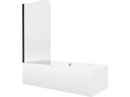 MEXEN/S - Cube obdélníková vana 170 x 80 cm s panelem  + vanová zástěna 70 cm, transparent,  černá 550517080X9007017000