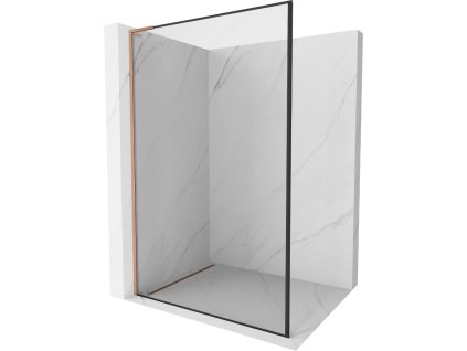 MEXEN/S - Kioto L Sprchová zástěna WALK-IN 50 x 200, černý vzor, měď kartáčovaná 800-050-103-65-70