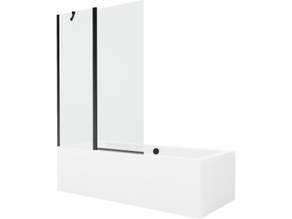 MEXEN/S - Cube obdélníková vana 170 x 80 cm s panelem + vanová zástěna 120 cm, transparent, černá 550517080X9412117000