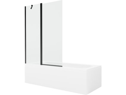 MEXEN/S - Vega obdélníková vana 150 x 70 cm s panelem + vanová zástěna 120 cm, transparent, černá 550115070X9412117000