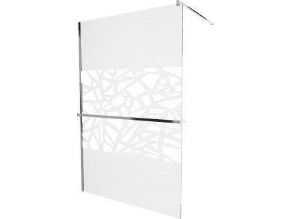MEXEN/S - KIOTO Sprchová zástěna WALK-IN s poličkou a držákem ručníků 100 x 200, transparent/bílý dekor 8 mm, chrom 800-100-121-01-85