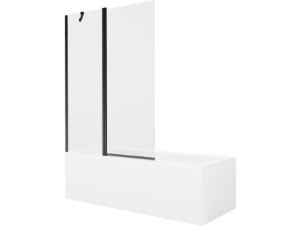 MEXEN/S - Cubik obdélníková vana 160 x 70 cm s panelem + vanová zástěna 120 cm, transparent, černá 550316070X9412117000