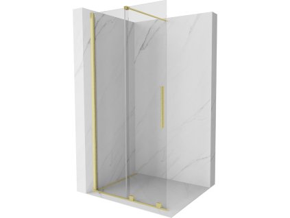 MEXEN/S - Velar posuvné sprchové dveře Walk-in 85 cm, transparent, zlatá kartáčovaná 871-085-000-03-55