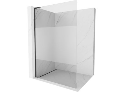 MEXEN/S - Kioto L Sprchová zástěna WALK-IN 90 x 200, transparent/dekor, černá 800-090-103-70-35