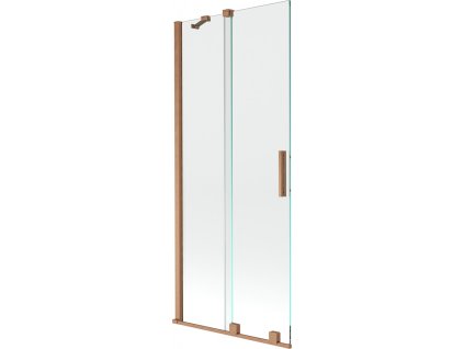 MEXEN/S - Velar Dvoukřídlá posuvná vanová zástěna 85 x 150 cm, transparent, kartáčovaná měď 896-085-000-01-65