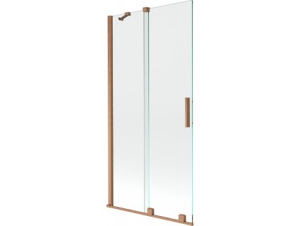 MEXEN/S - Velar Dvoukřídlá posuvná vanová zástěna 90 x 150 cm, transparent, kartáčovaná měď 896-090-000-01-65