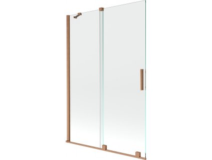 MEXEN/S - Velar Dvoukřídlá posuvná vanová zástěna 120 x 150 cm, transparent, kartáčovaná měď 896-120-000-01-65