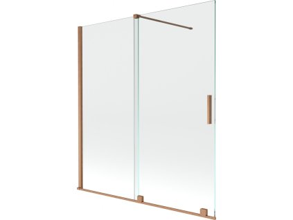 MEXEN/S - Velar Dvoukřídlá posuvná vanová zástěna 150 x 150 cm, transparent, kartáčovaná měď 896-150-000-01-65