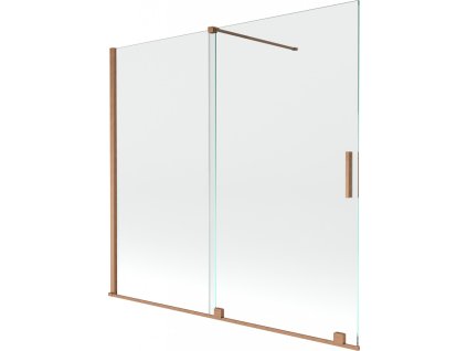 MEXEN/S - Velar Dvoukřídlá posuvná vanová zástěna 170 x 150 cm, transparent, kartáčovaná měď 896-170-000-01-65